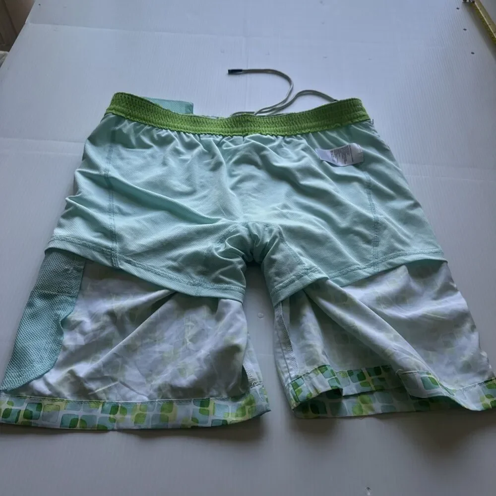 Tommy Bahama Men’s Swim Trunks M Green Geometric Print Drawstring Board Shorts